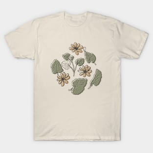 Abstract yellow flower design T-Shirt